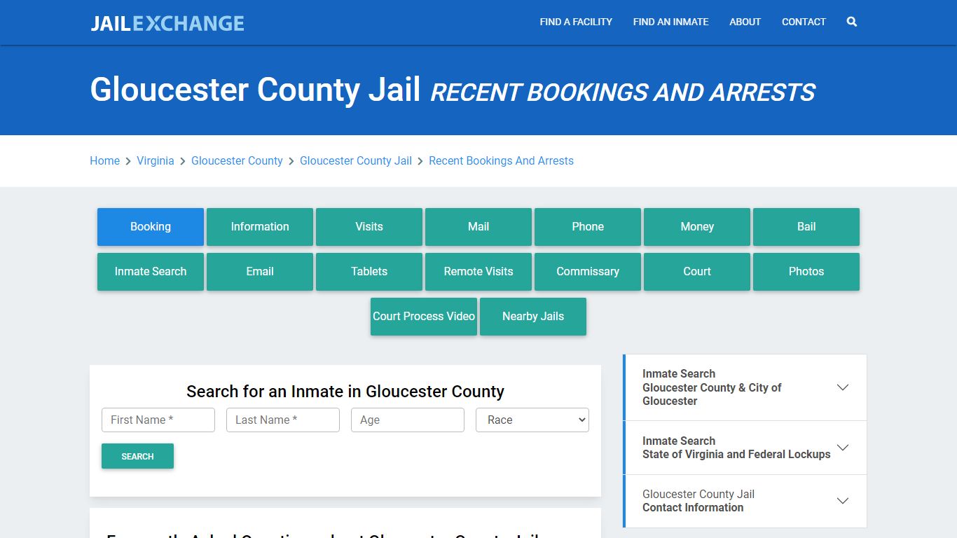 Gloucester County Jail VA Recent Arrests and Bookings